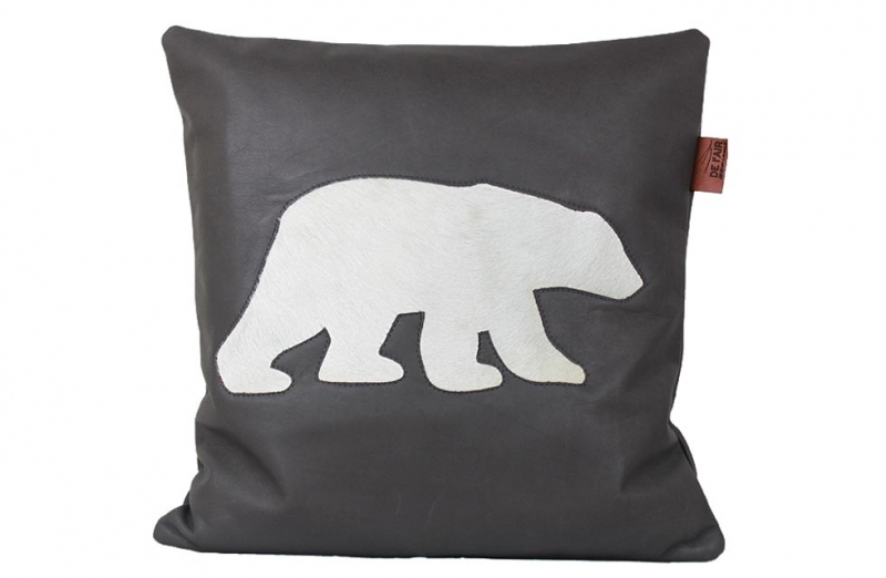 DE L'AIR - Objets de décoration - Coussin avec patch cuir ours polaire